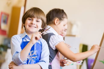 Little children painting and playing at kindergarten-1